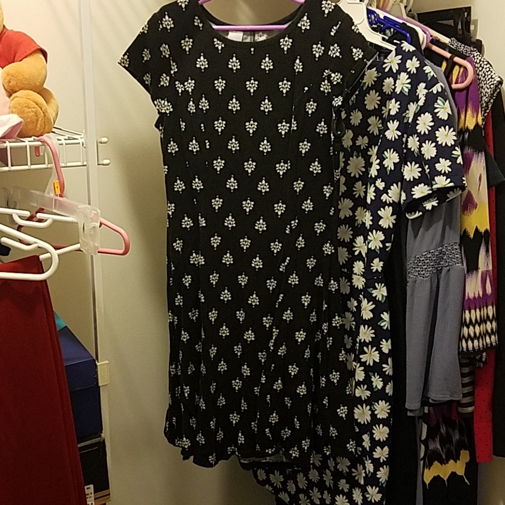 Black dress with white flower patter